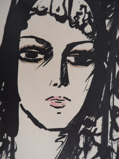 Kees VAN DONGEN : Jeune femme à la mantille, l'Espagnole, Lithographie signée