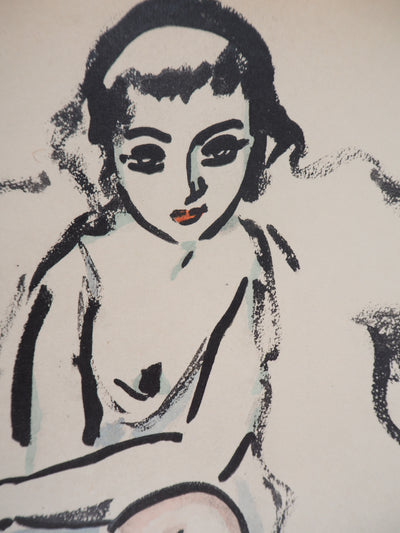 Kees VAN DONGEN : Jeune femme au chien, Lithographie