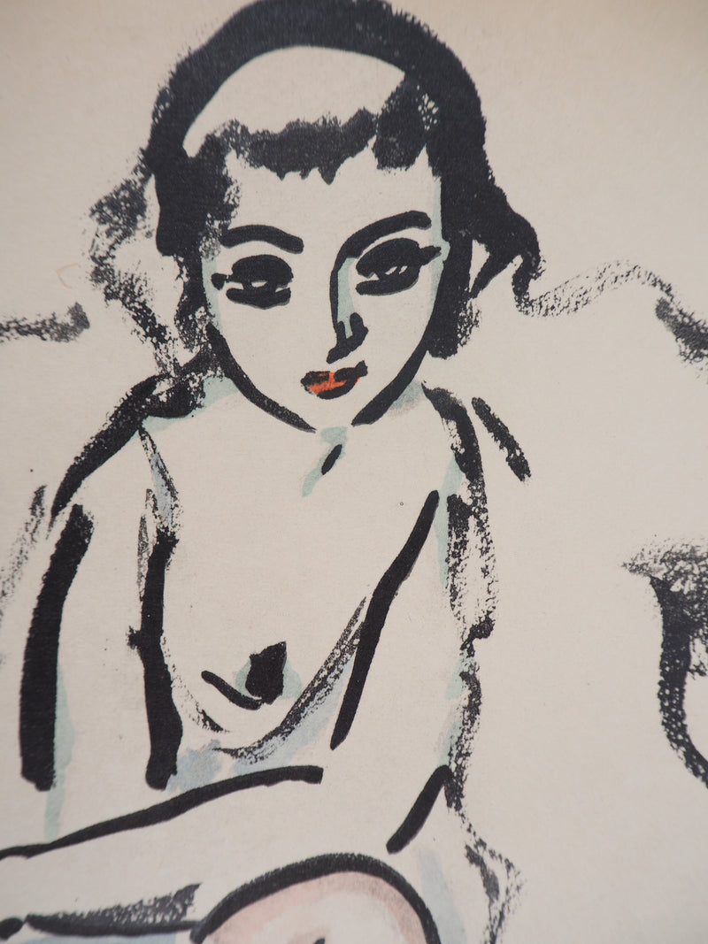 Kees VAN DONGEN : Jeune femme au chien, Lithographie