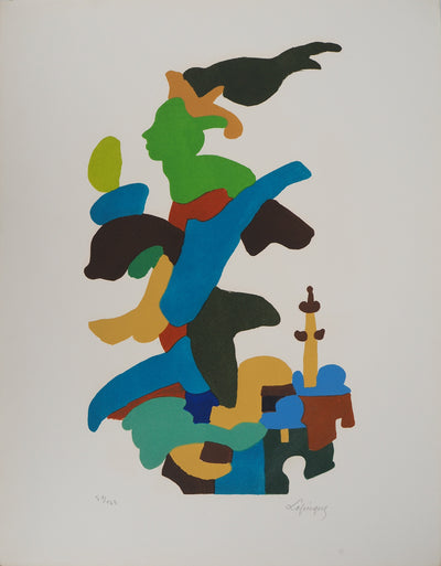 Charles LAPICQUE : Le passage de la flamme olympiqu, Lithographie originale (vue générale) - Crédit photo : Galerie Art.Paris