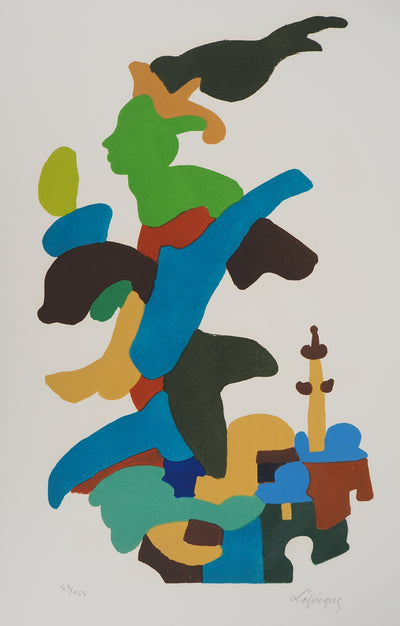 Charles LAPICQUE : Le passage de la flamme olympiqu, Lithographie originale (photo de détail 3) - Crédit photo : Galerie Art.Paris