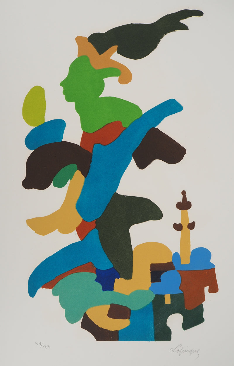 Charles LAPICQUE : Le passage de la flamme olympiqu, Lithographie originale (photo de détail 3) - Crédit photo : Galerie Art.Paris