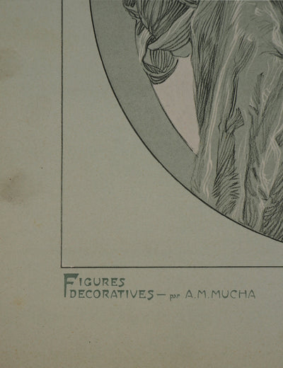 Alphonse MUCHA : Muse pensive, Lithographie originale
