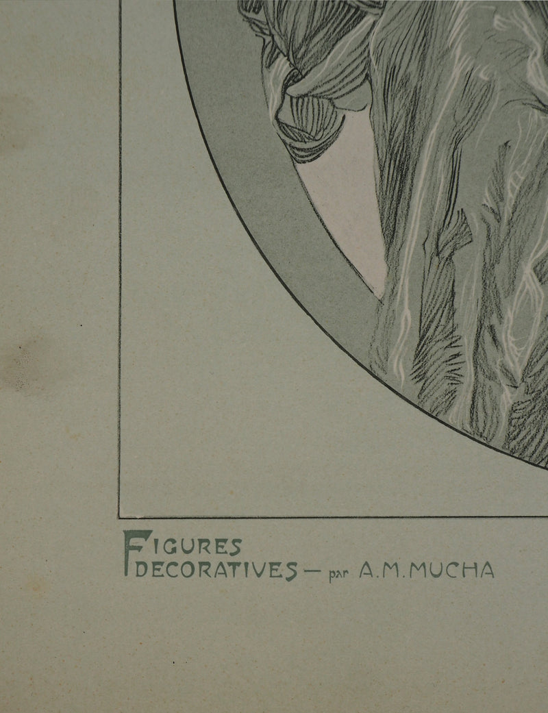 Alphonse MUCHA : Muse pensive, Lithographie originale