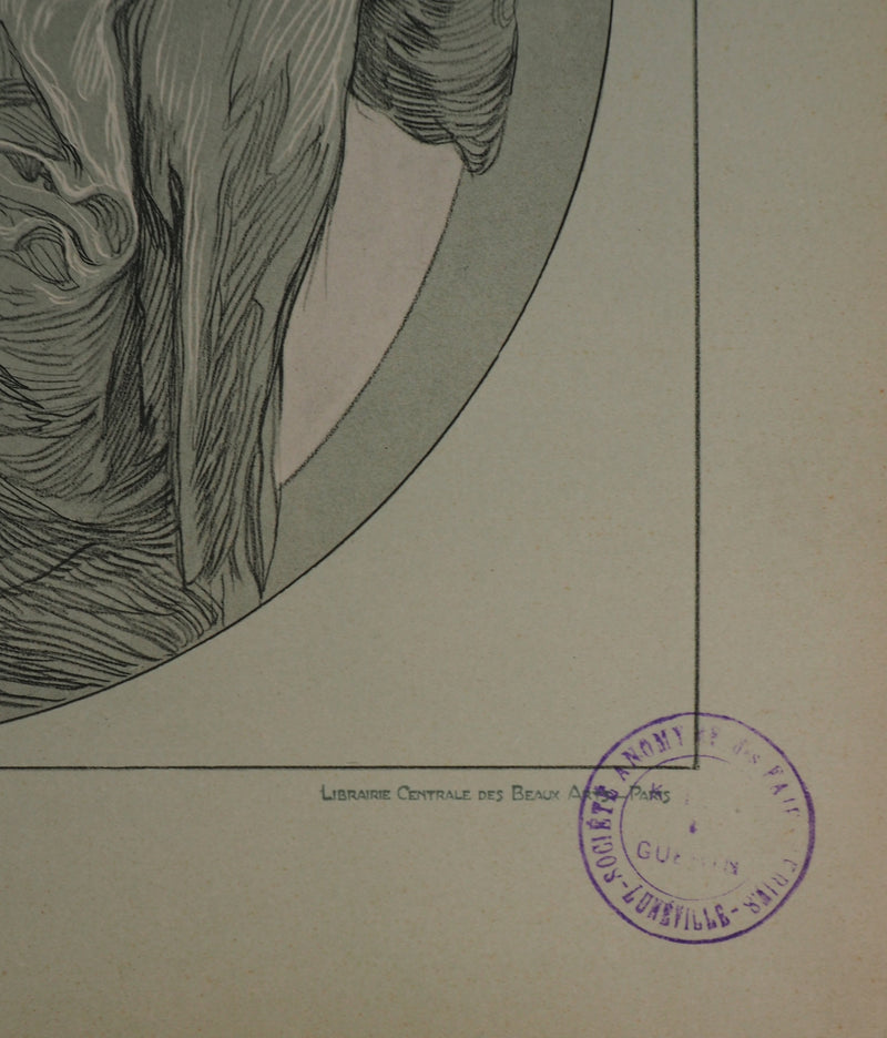 Alphonse MUCHA : Muse pensive, Lithographie originale