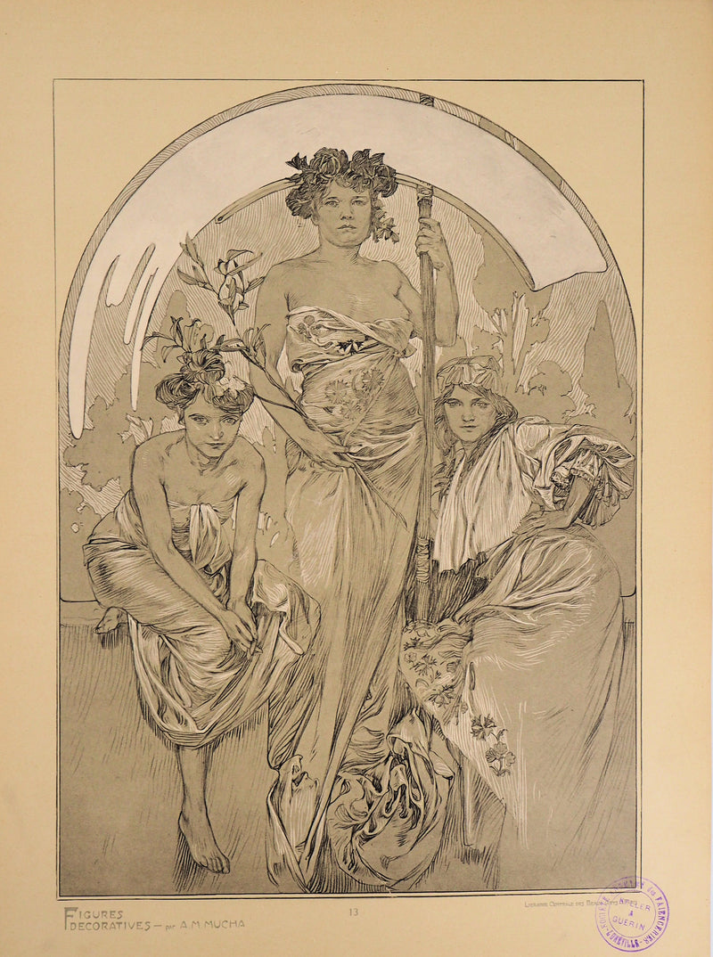 Alphonse MUCHA : Les Trois Grâces, Lithographie originale