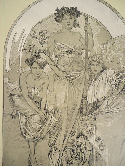 Alphonse MUCHA : Les Trois Grâces, Lithographie originale