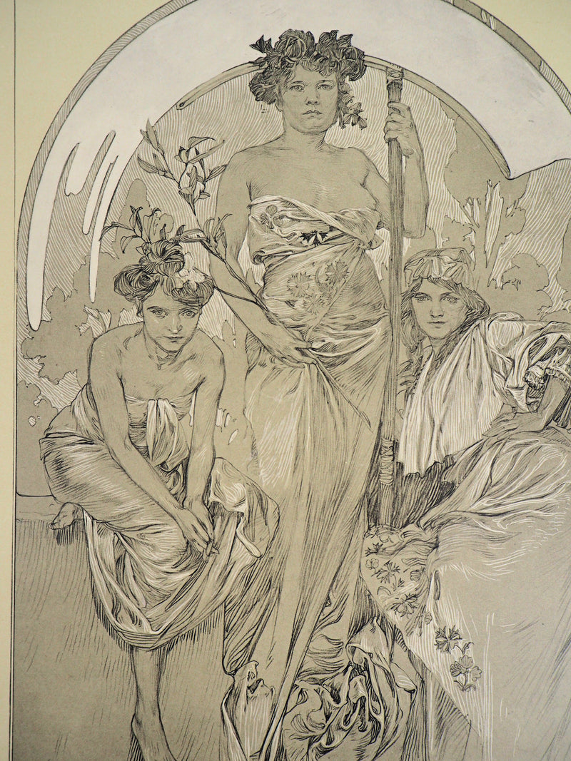 Alphonse MUCHA : Les Trois Grâces, Lithographie originale