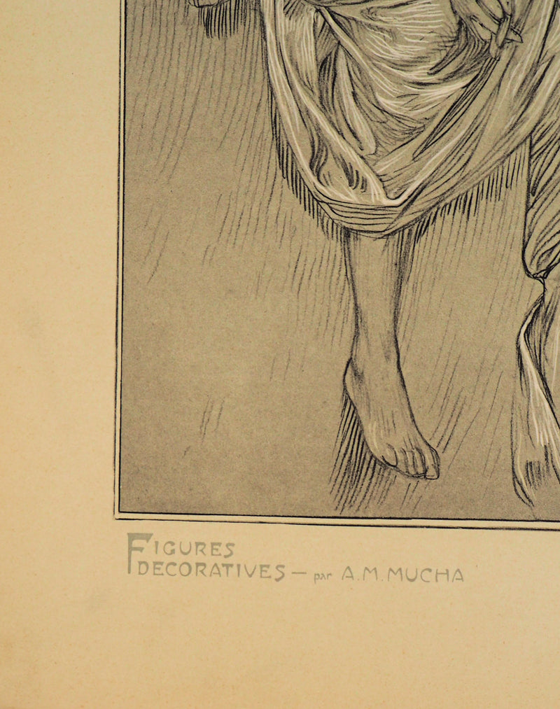Alphonse MUCHA : Les Trois Grâces, Lithographie originale