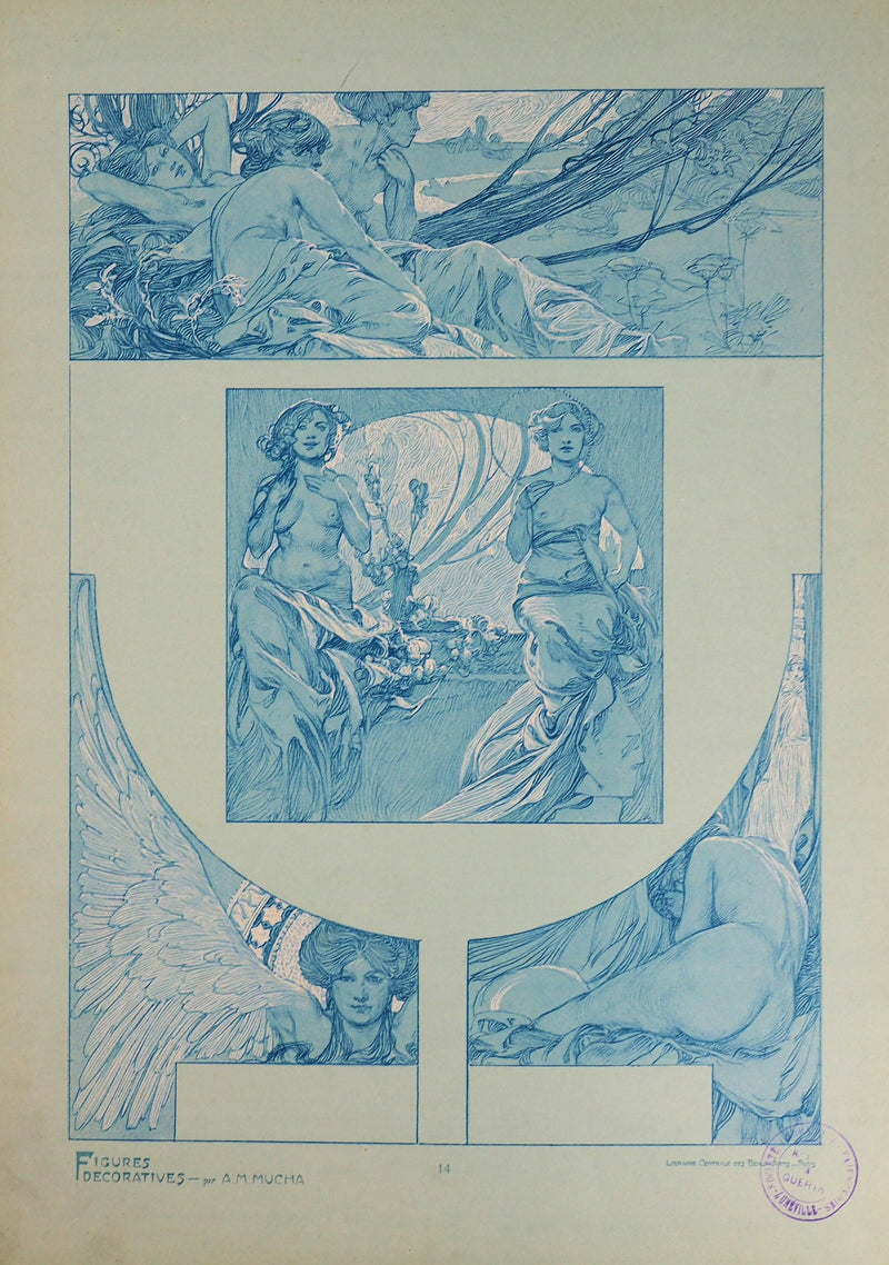 Alphonse MUCHA : Nudité féminine, Lithographie originale