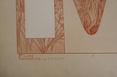 Alphonse MUCHA : Muse posant nue, Lithographie originale
