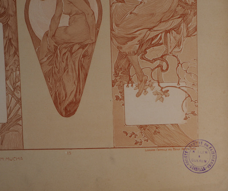 Alphonse MUCHA : Muse posant nue, Lithographie originale