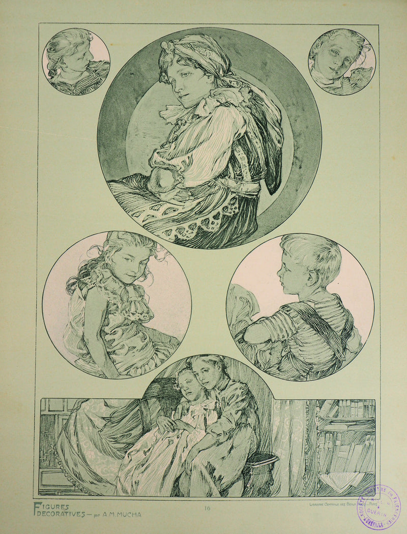 Alphonse MUCHA : Fratrie, Lithographie originale