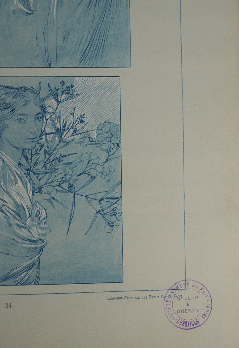 Alphonse MUCHA : Les muses silencieuses, Lithographie originale