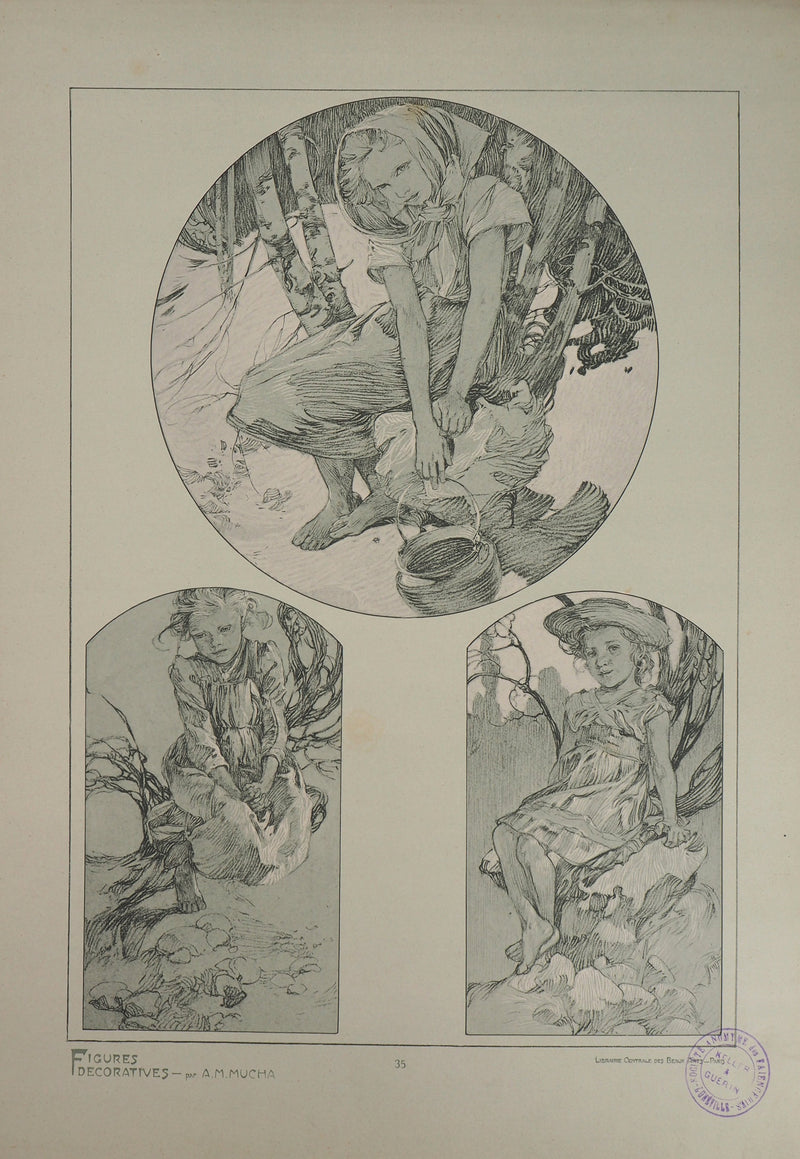 Alphonse MUCHA : Innocence enfantine, Lithographie originale