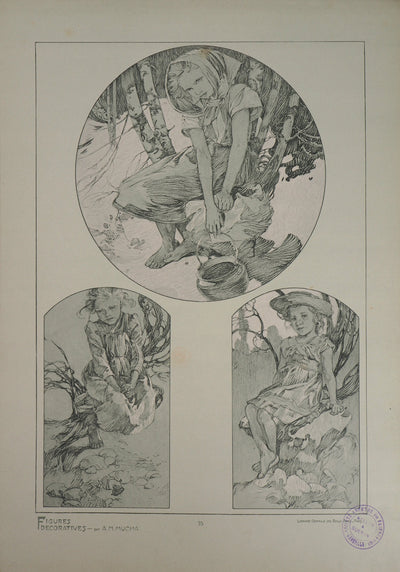 Alphonse MUCHA : Innocence enfantine, Lithographie originale