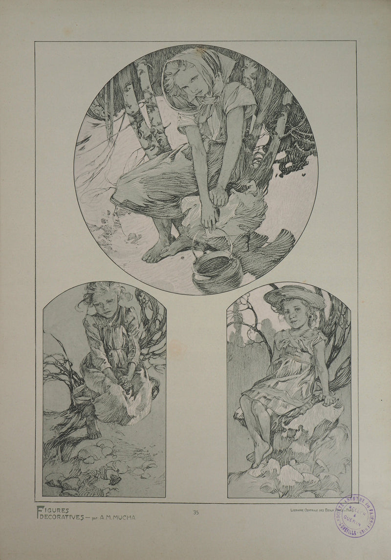 Alphonse MUCHA : Innocence enfantine, Lithographie originale