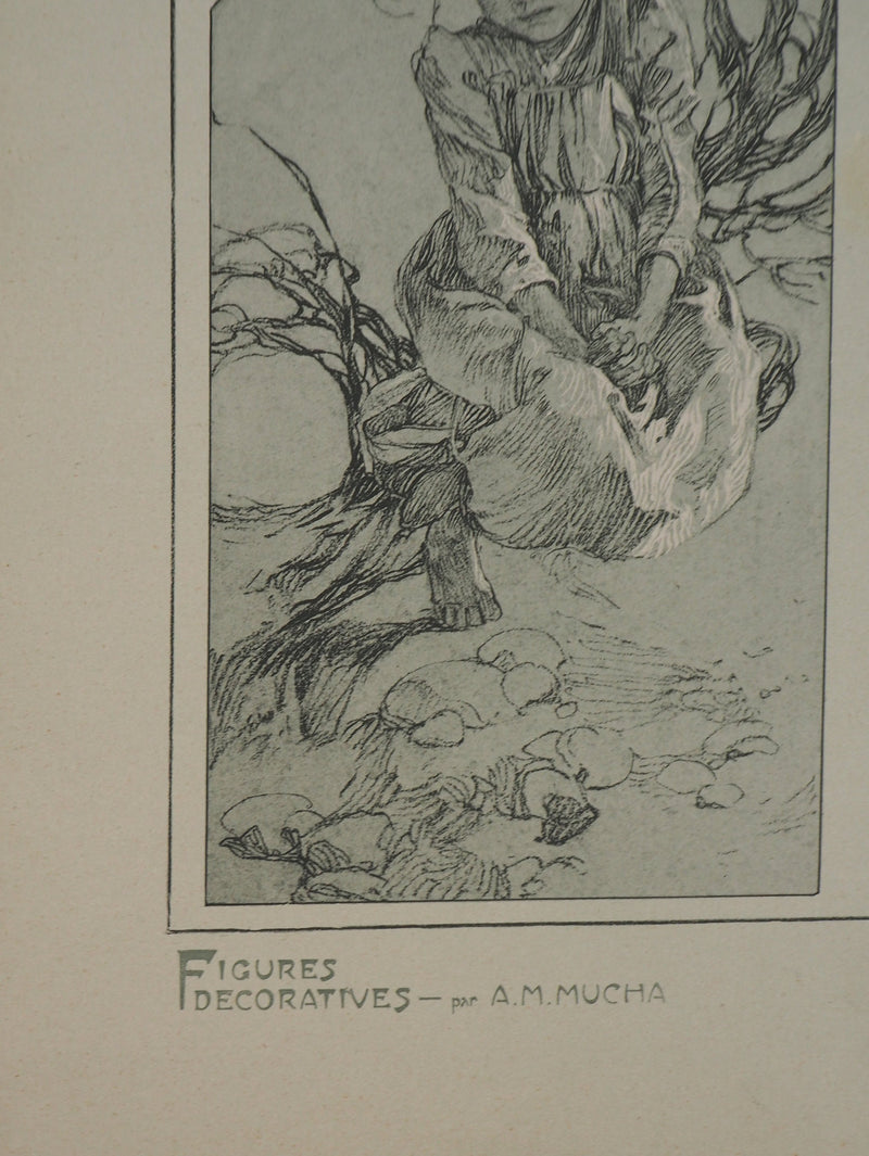 Alphonse MUCHA : Innocence enfantine, Lithographie originale