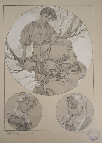 Alphonse MUCHA : Femme élégante, Lithographie originale
