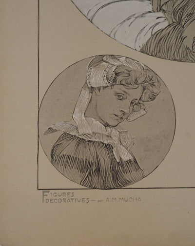 Alphonse MUCHA : Femme élégante, Lithographie originale