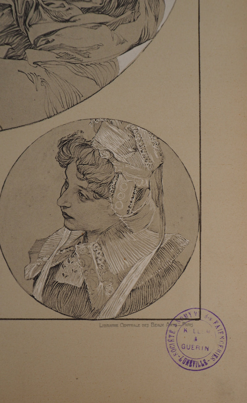 Alphonse MUCHA : Femme élégante, Lithographie originale