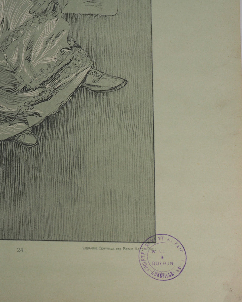 Alphonse MUCHA : Portrait à la couronne, Lithographie originale