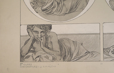 Alphonse MUCHA : Femme allongée, Lithographie originale