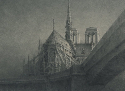 Jean Michel MATHIEUX-MARIE : Paris, L'abside de Notre Dame, Gravure originale signée