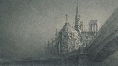 Jean Michel MATHIEUX-MARIE : Paris, L'abside de Notre Dame, Gravure originale signée