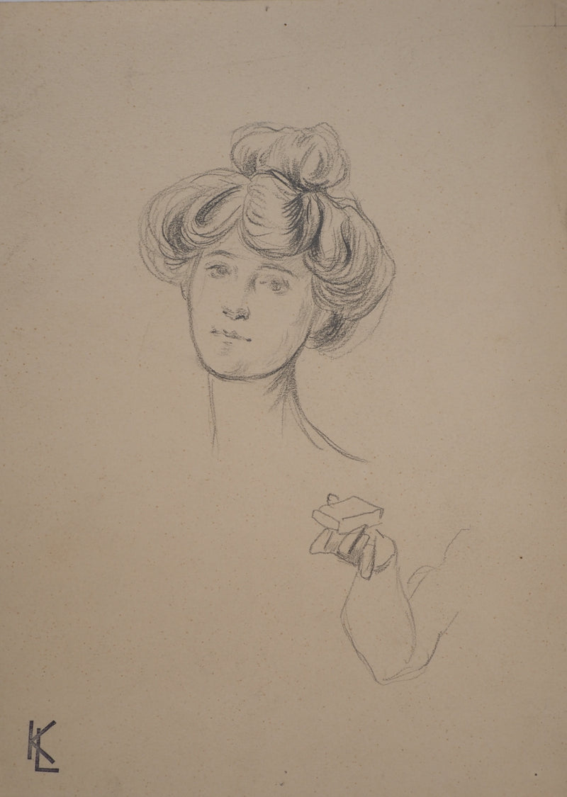 Léopold Franz KOWALSKI : Portrait de Louise coiffée d&