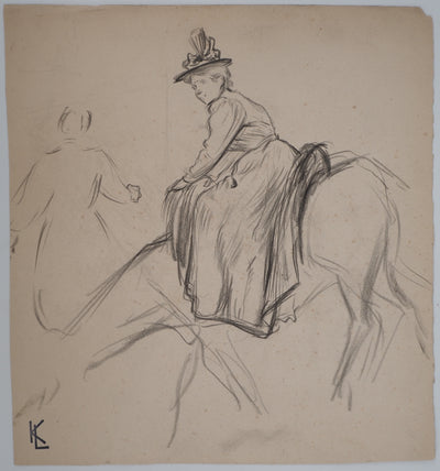 Léopold Franz KOWALSKI : Loren à dos de cheval, c, Dessin original (vue générale) - Crédit photo : Galerie Art.Paris