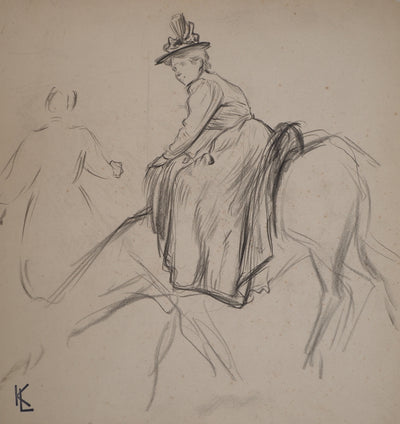 Léopold Franz KOWALSKI : Loren à dos de cheval, c, Dessin original (photo de détail 2) - Crédit photo : Galerie Art.Paris