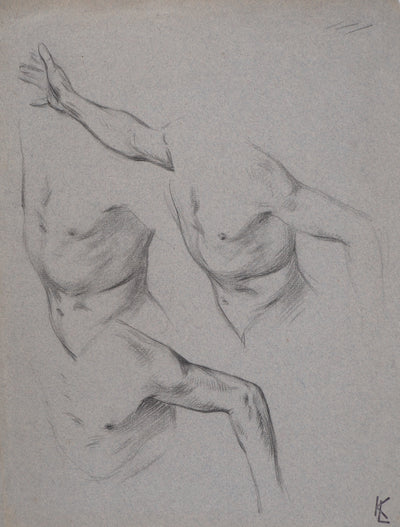 Léopold Franz KOWALSKI : Étude du torse, c, Dessin original (photo de détail 2) - Crédit photo : Galerie Art.Paris