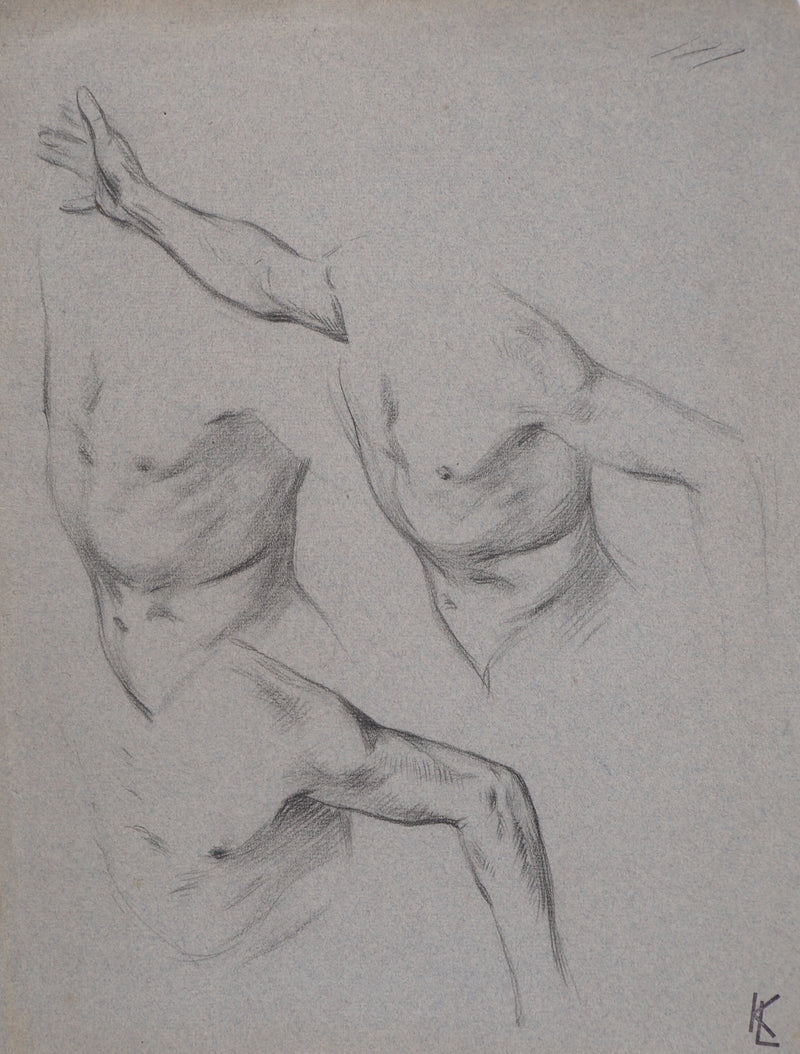 Léopold Franz KOWALSKI : Étude du torse, c, Dessin original (photo de détail 2) - Crédit photo : Galerie Art.Paris