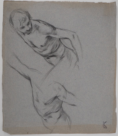 Léopold Franz KOWALSKI : Étude du buste masculin en mouvement, c, Dessin original (vue générale) - Crédit photo : Galerie Art.Paris