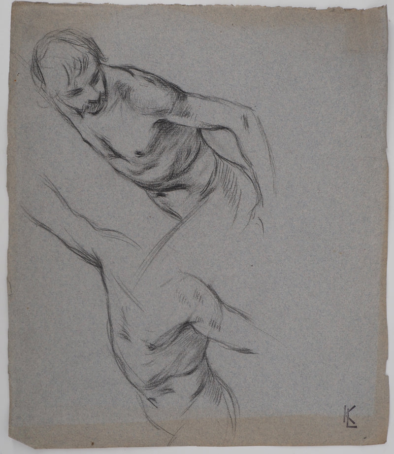 Léopold Franz KOWALSKI : Étude du buste masculin en mouvement, c, Dessin original (vue générale) - Crédit photo : Galerie Art.Paris