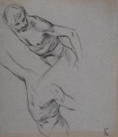 Léopold Franz KOWALSKI : Étude du buste masculin en mouvement, c, Dessin original (photo de détail 2) - Crédit photo : Galerie Art.Paris