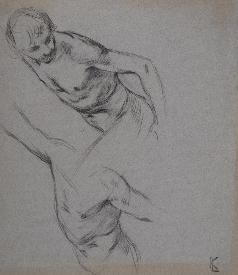 Léopold Franz KOWALSKI : Étude du buste masculin en mouvement, c, Dessin original (photo de détail 2) - Crédit photo : Galerie Art.Paris