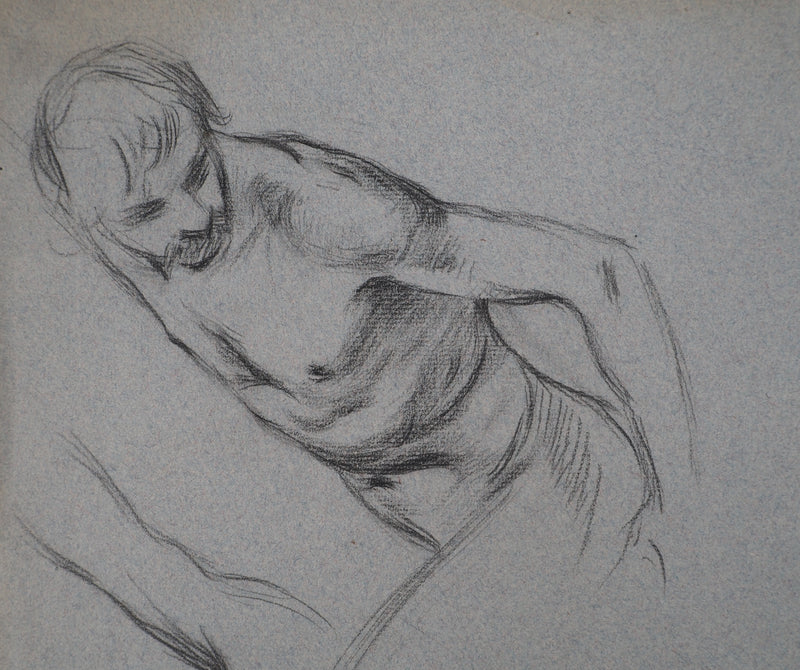 Léopold Franz KOWALSKI : Étude du buste masculin en mouvement, c, Dessin original (photo de détail 3) - Crédit photo : Galerie Art.Paris