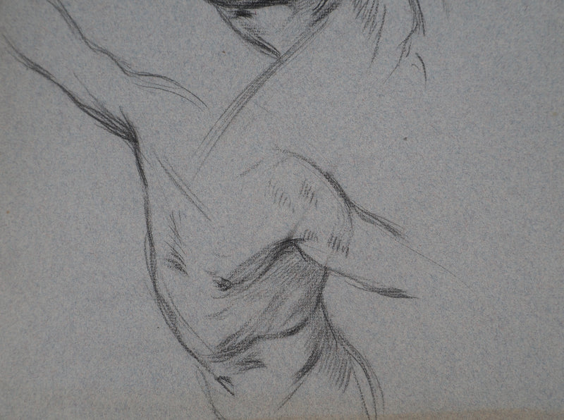 Léopold Franz KOWALSKI : Étude du buste masculin en mouvement, c, Dessin original (photo de détail 4) - Crédit photo : Galerie Art.Paris
