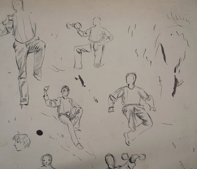 Léopold Franz KOWALSKI : Variations de mouvements d'un sujet masculin, c, Dessin original (photo de détail 4) - Crédit photo : Galerie Art.Paris