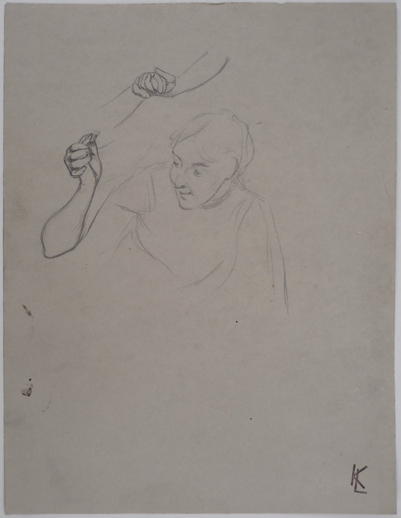 Léopold Franz KOWALSKI : Étude du mouvement de main, c, Dessin original (vue générale) - Crédit photo : Galerie Art.Paris