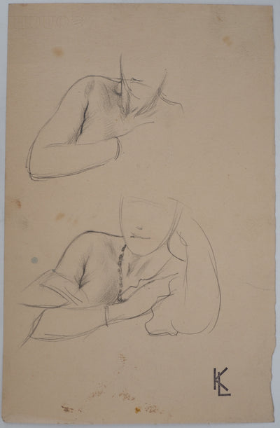 Léopold Franz KOWALSKI : Étude de la position de détente, c, Dessin original (vue générale) - Crédit photo : Galerie Art.Paris