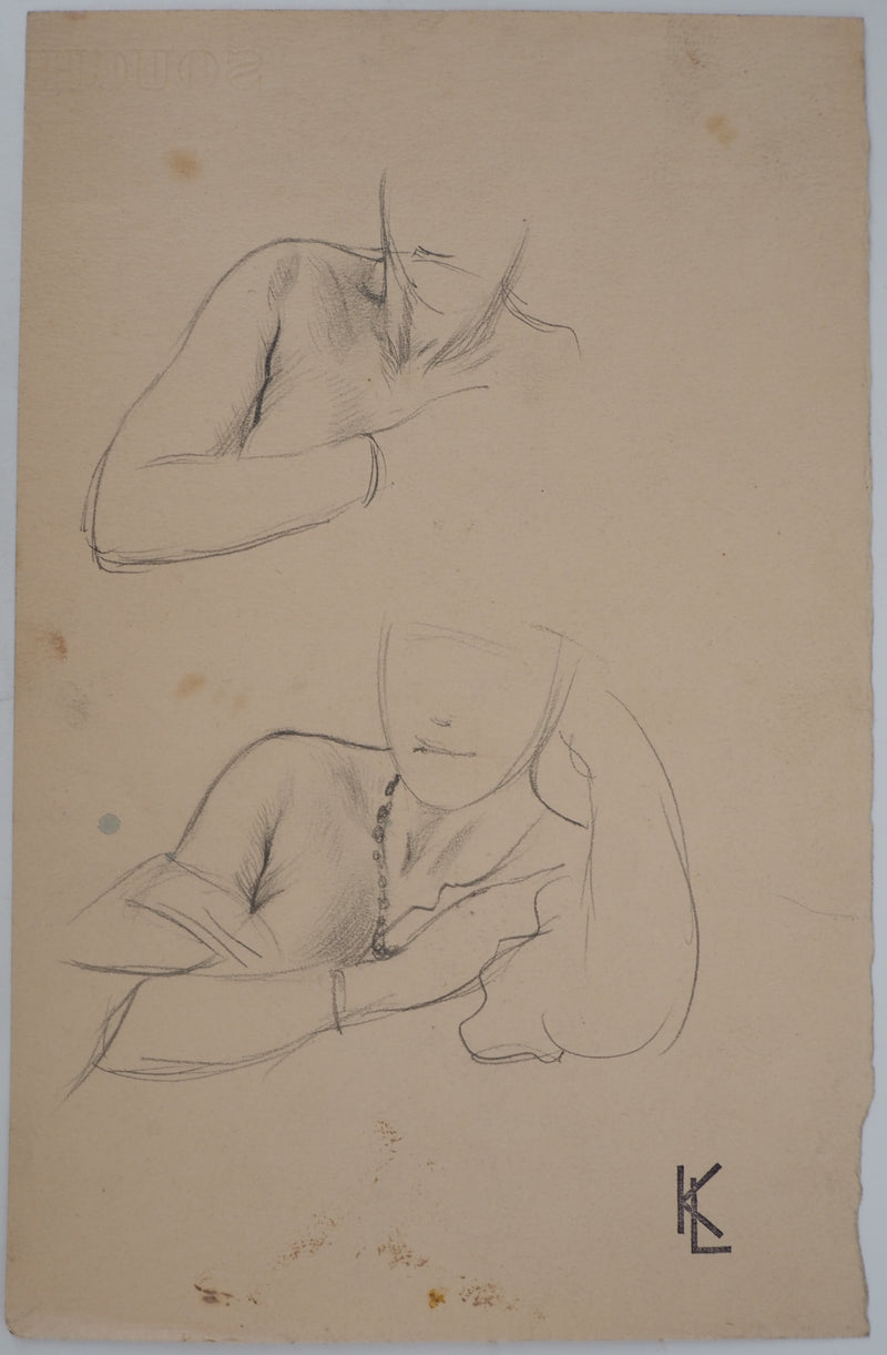 Léopold Franz KOWALSKI : Étude de la position de détente, c, Dessin original (vue générale) - Crédit photo : Galerie Art.Paris