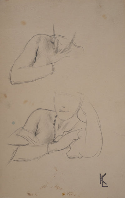 Léopold Franz KOWALSKI : Étude de la position de détente, c, Dessin original (photo de détail 2) - Crédit photo : Galerie Art.Paris