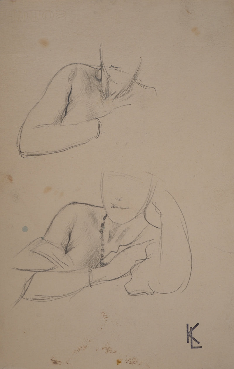 Léopold Franz KOWALSKI : Étude de la position de détente, c, Dessin original (photo de détail 2) - Crédit photo : Galerie Art.Paris