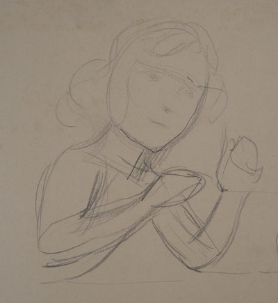 Léopold Franz KOWALSKI : Esquisse d'une fillette tenant un arc, c, Dessin original (photo de détail 4) - Crédit photo : Galerie Art.Paris