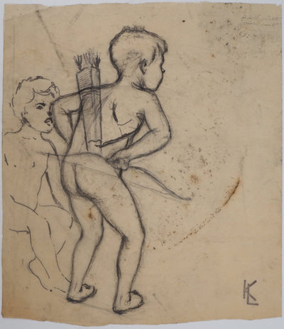 Léopold Franz KOWALSKI : Enfants au tir à l'arc, c, Dessin original (vue générale) - Crédit photo : Galerie Art.Paris