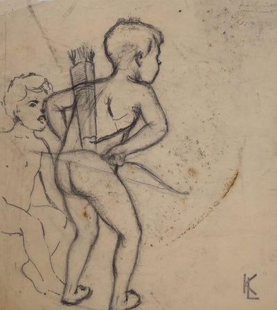 Léopold Franz KOWALSKI : Enfants au tir à l'arc, c, Dessin original (photo de détail 2) - Crédit photo : Galerie Art.Paris