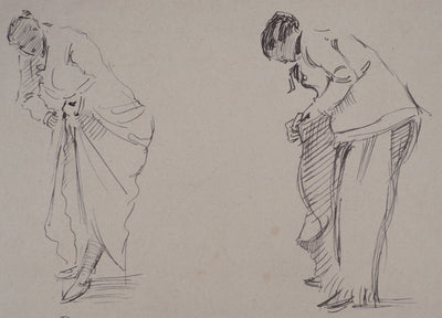 Léopold Franz KOWALSKI : Étude et variations de positions, femme, c, Dessin original (photo de détail 3) - Crédit photo : Galerie Art.Paris